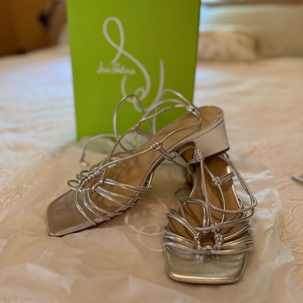 Sam Edelman Westley Ankle Wrap Sandal - Silver Size 11